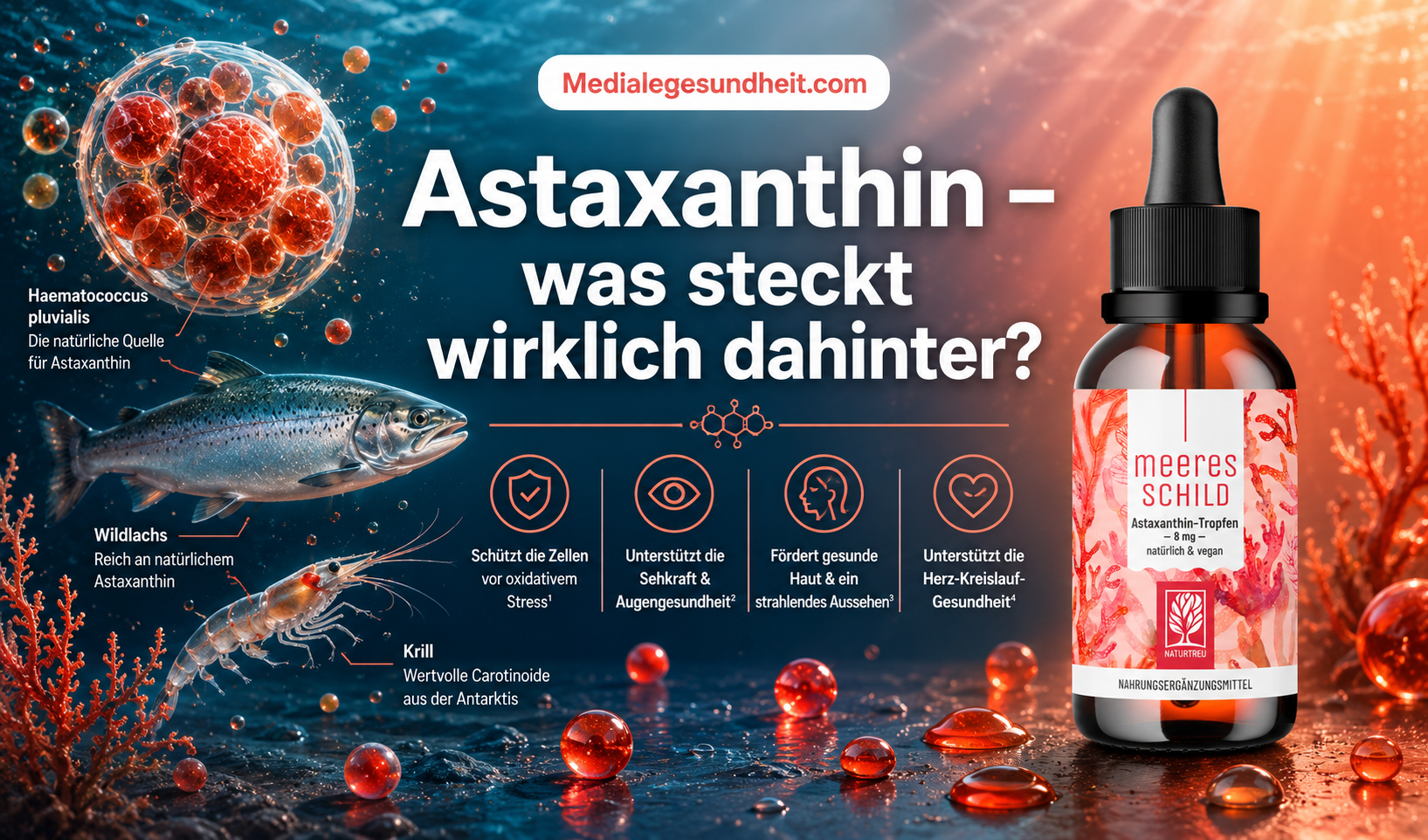 Astaxanthin Wirkung – was das rote Carotinoid aus Mikroalgen kann