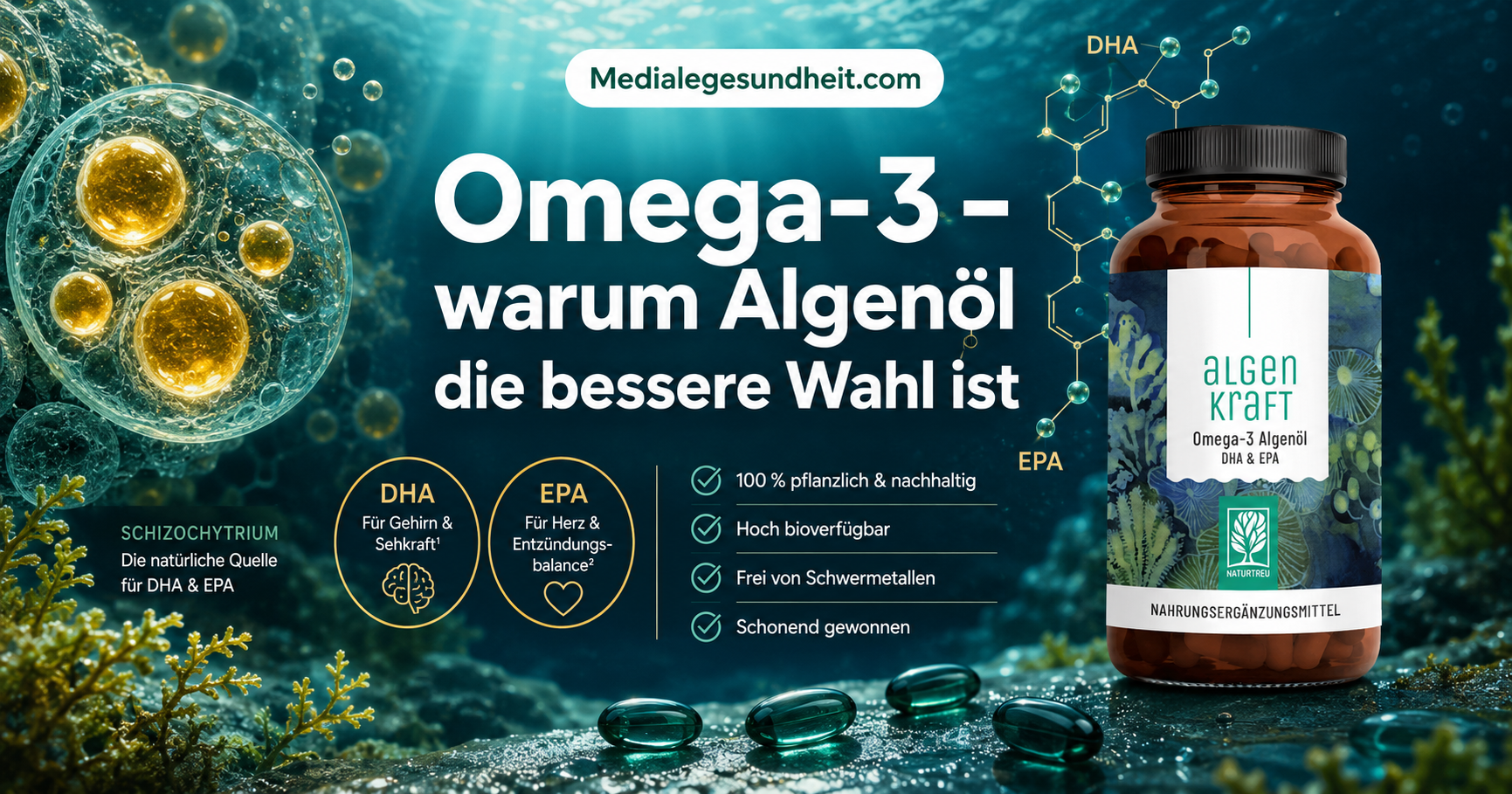 Omega-3 Wirkung EPA und DHA – warum Algenöl die bessere Wahl ist