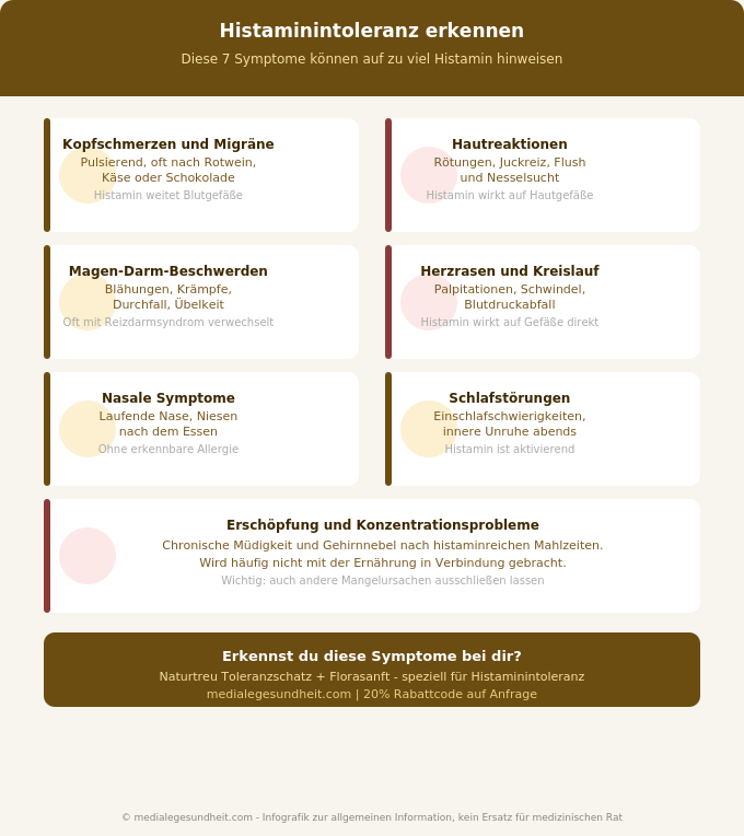 Histaminintoleranz Symptome Übersicht Körperbereiche Infografik