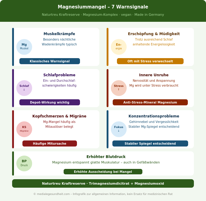 Magnesiummangel Symptome Übersicht Infografik