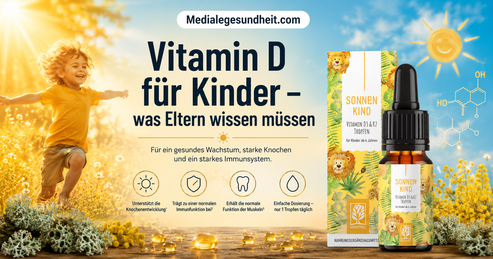 Vitamin D für Kinder – Bedarf, Mangel und das Naturtreu Sonnenkind