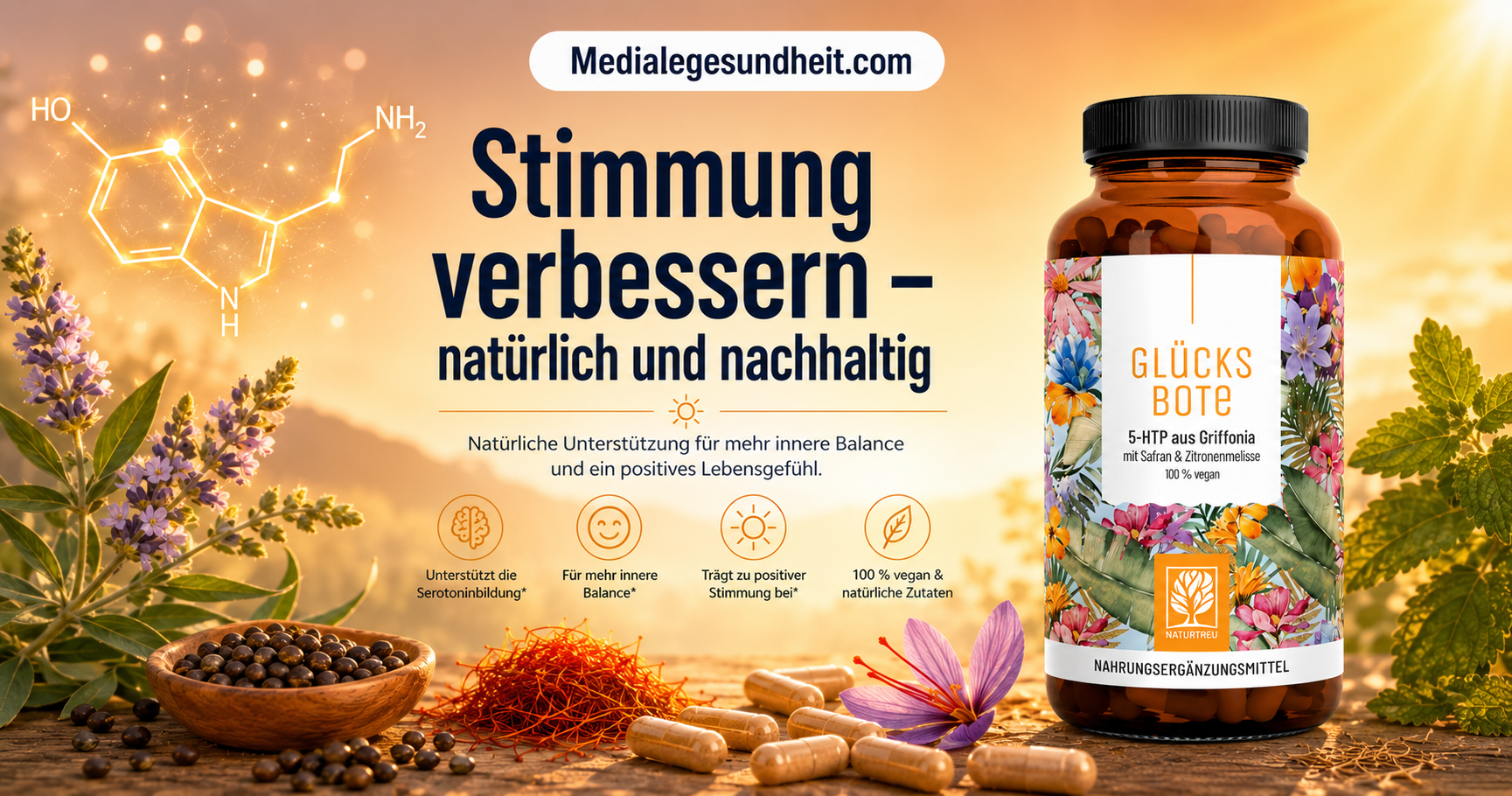 Stimmung natürlich verbessern – was 5-HTP, Safran und Serotonin wirklich leisten