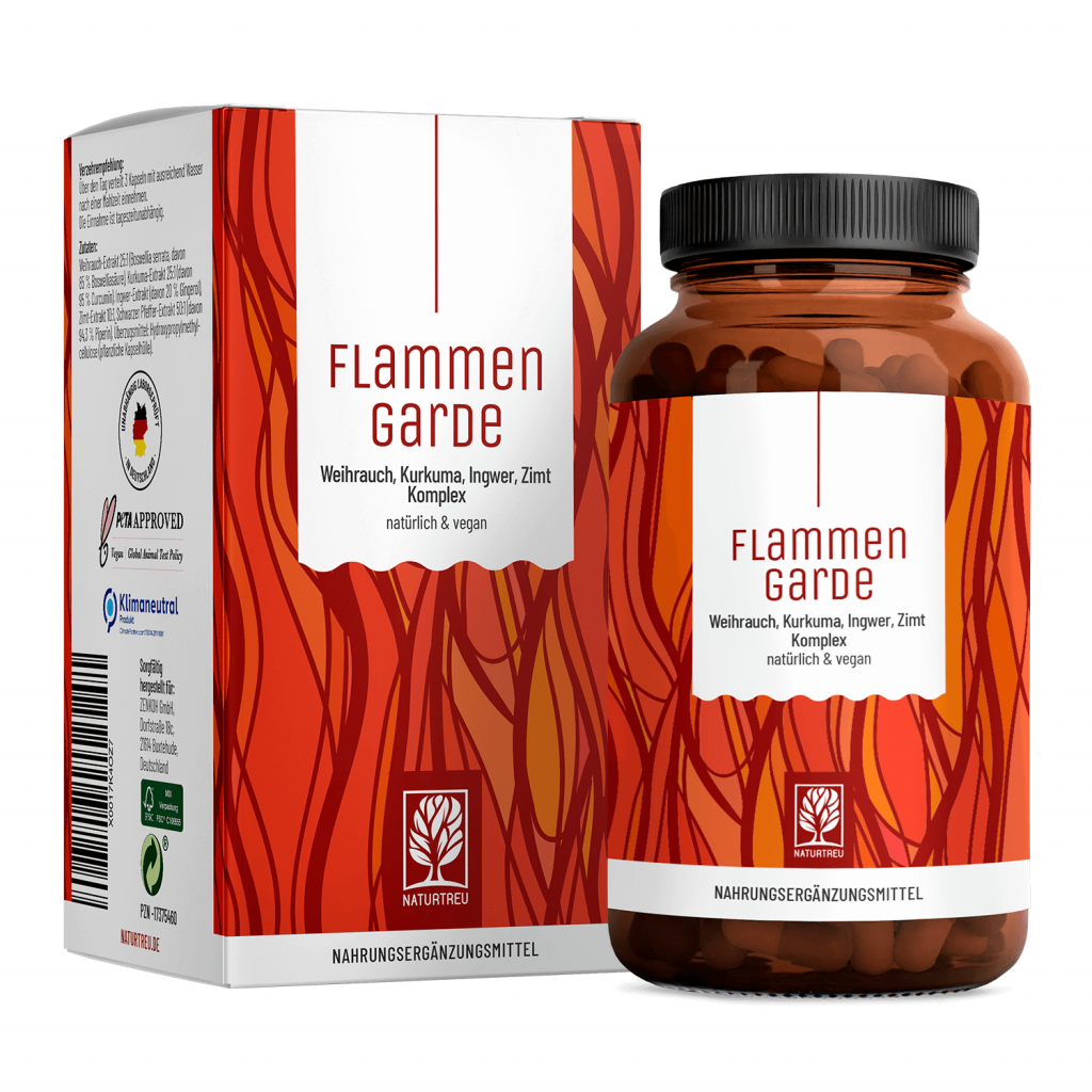 Naturtreu Flammengarde Kurkuma Weihrauch Ingwer Zimt Pfeffer Entzündung Komplex vegan Made in Germany