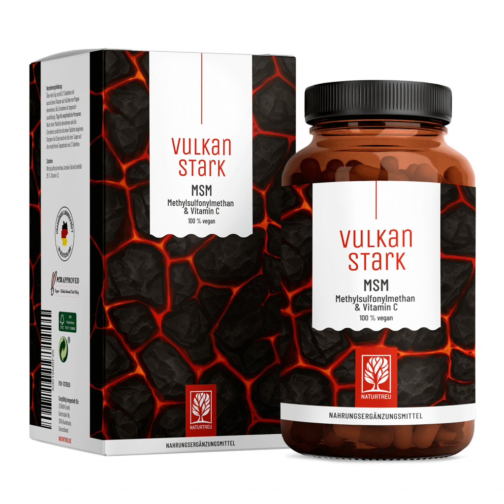 Naturtreu Vulkanstark MSM Methylsulfonylmethan Vitamin C Acerola hochdosiert vegan Made in Germany