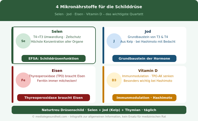 Schilddrüse Mikronährstoffe Selen Jod Eisen Vitamin D Infografik