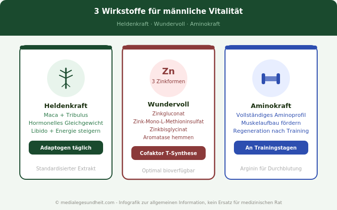 Naturtreu Heldenkraft Wundervoll Aminokraft Testosteron Wirkstoffe Infografik