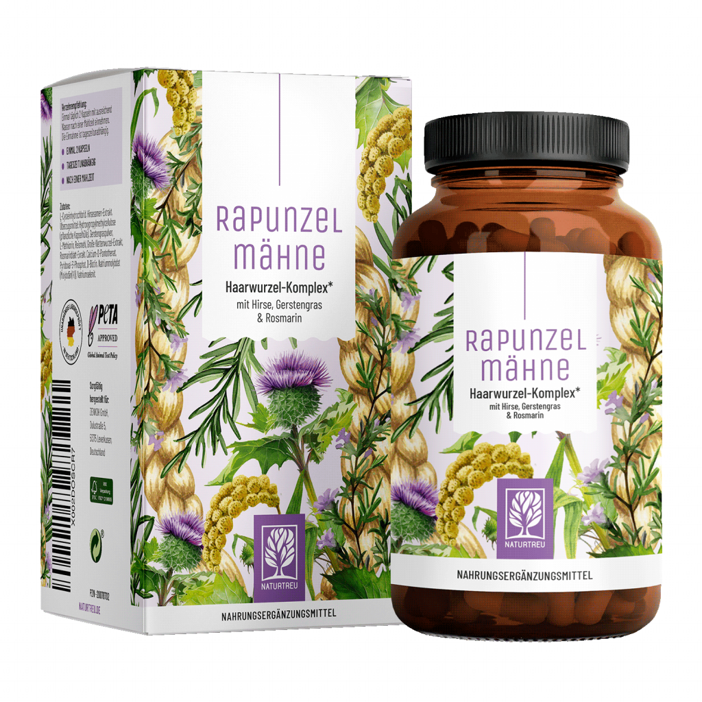 Naturtreu Rapunzelmähne Haarwurzel Komplex L-Cystein Biotin Hirse Rosmarin vegan Made in Germany