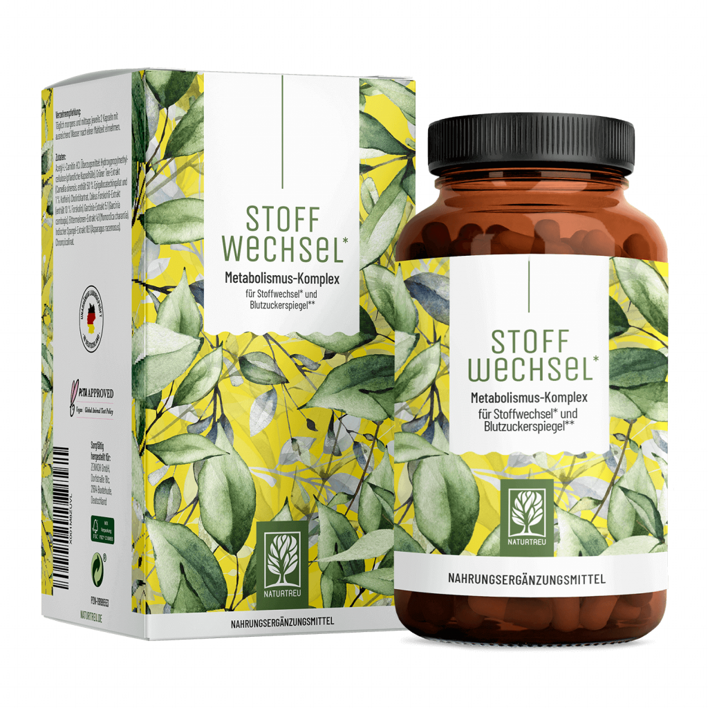 Naturtreu Stoffwechsel Metabolismus Komplex L-Carnitin Cholin Chrom Grüner Tee vegan Made in Germany