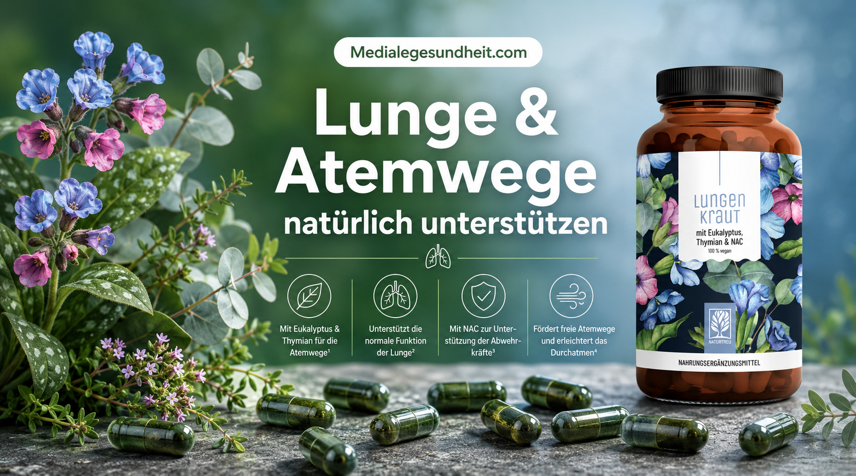 Lunge natürlich unterstützen – was Lungenkraut, Thymian und NAC leisten