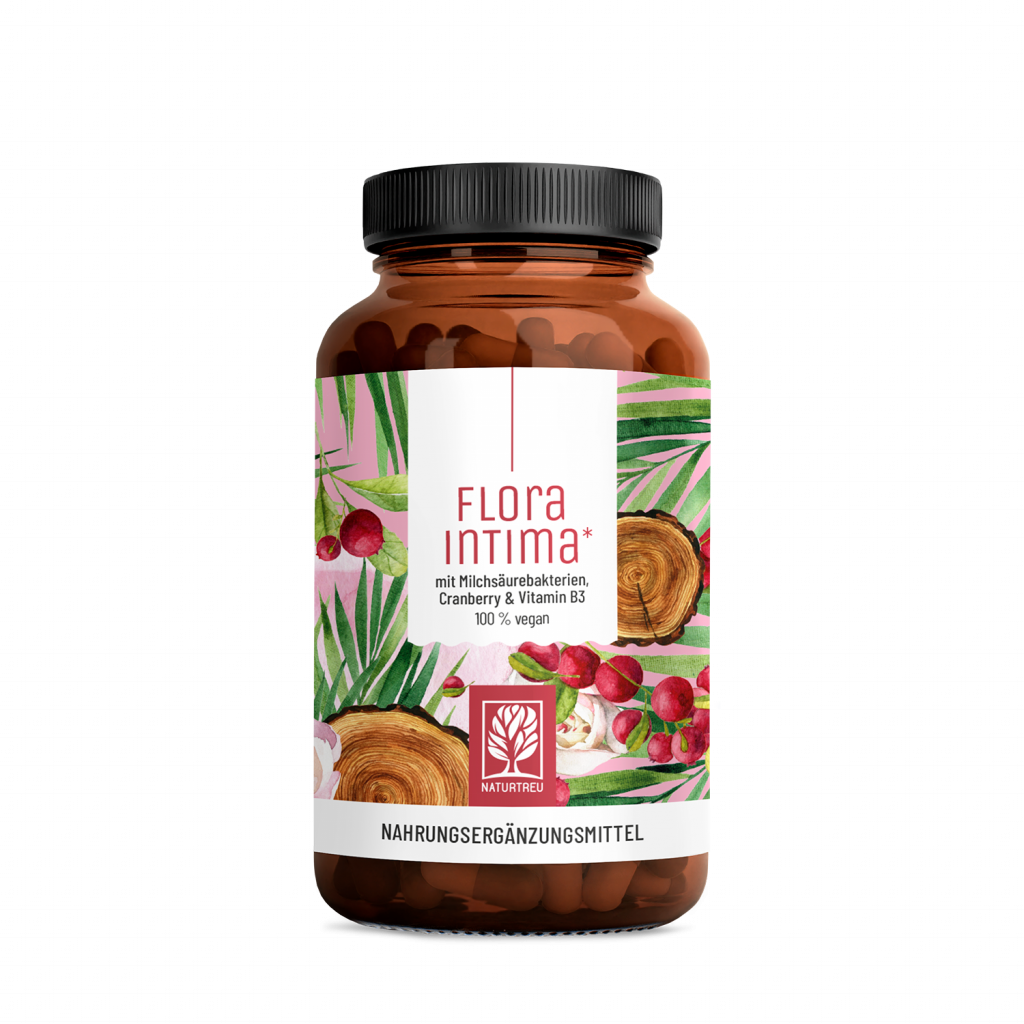 Naturtreu Floraintima Milchsäurebakterien Cranberry Vitamin B3 Intimflora vegan Made in Germany