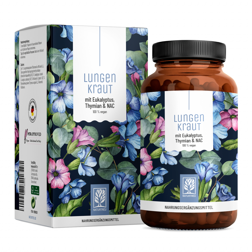 Naturtreu Lungenkraut Komplex Eukalyptus Thymian NAC Vitamin B2 Atemwege vegan Made in Germany
