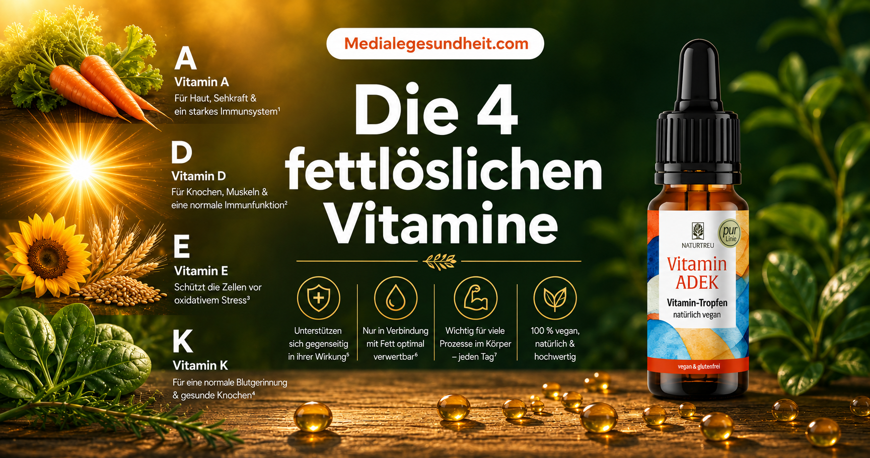 Fettlösliche Vitamine A, D, E und K – warum sie zusammengehören