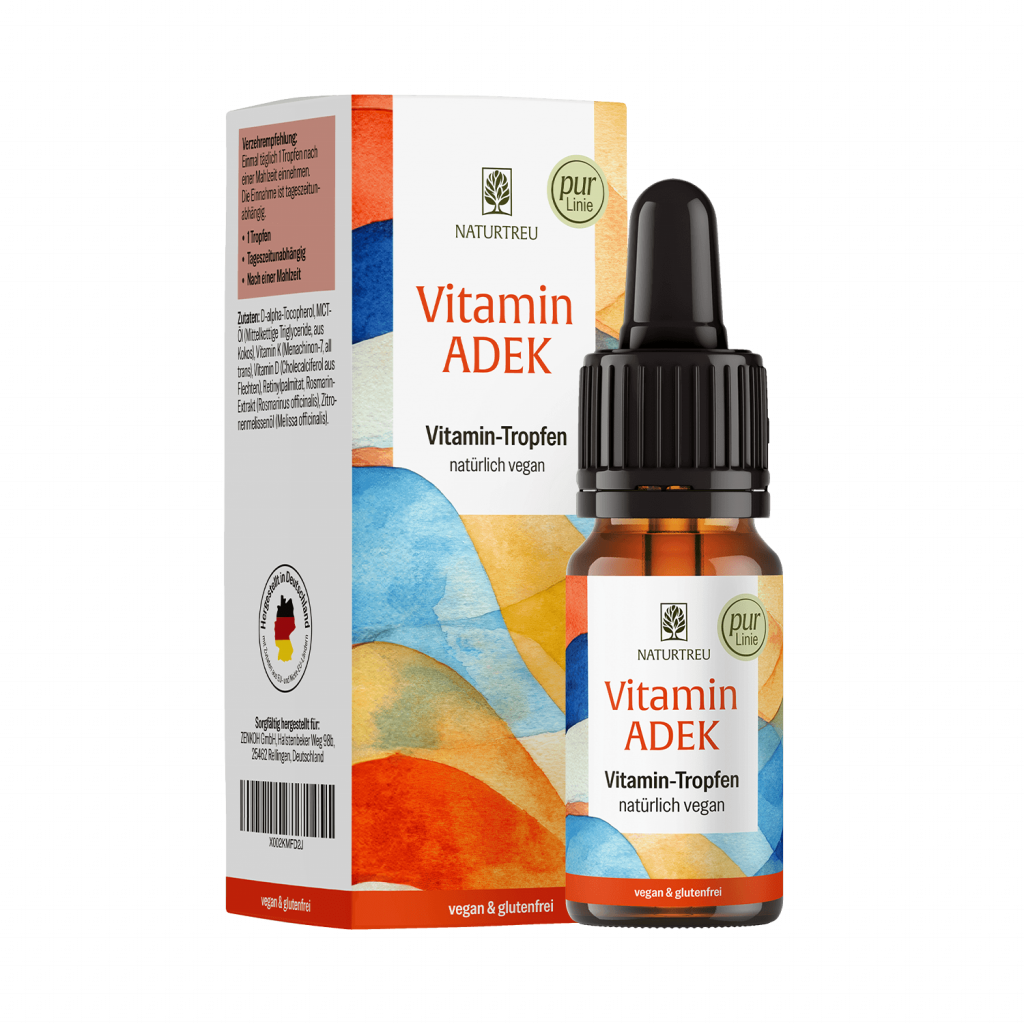 Naturtreu Vitamin ADEK Pur Linie Tropfen fettlösliche Vitamine A D E K vegan Made in Germany 11 Monate Vorrat